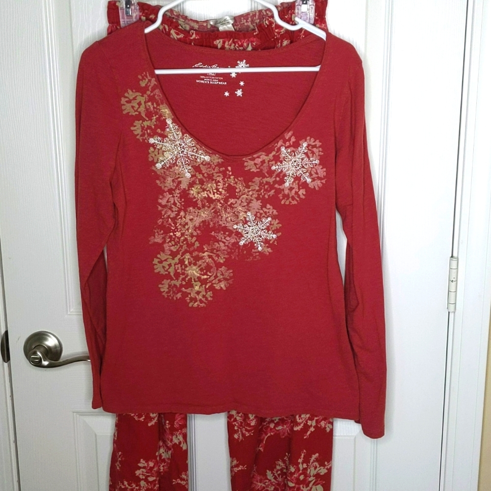 Eddie Bauer Cotton Sleep Set Pajama Pants Top Sleepwear Medium Tall
